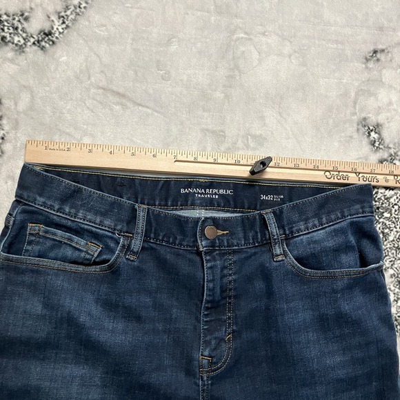 Banana Republic Traveler Jeans Mens Size 34X32 Blue Slim Fit Medium Wash - Picture 2 of 11